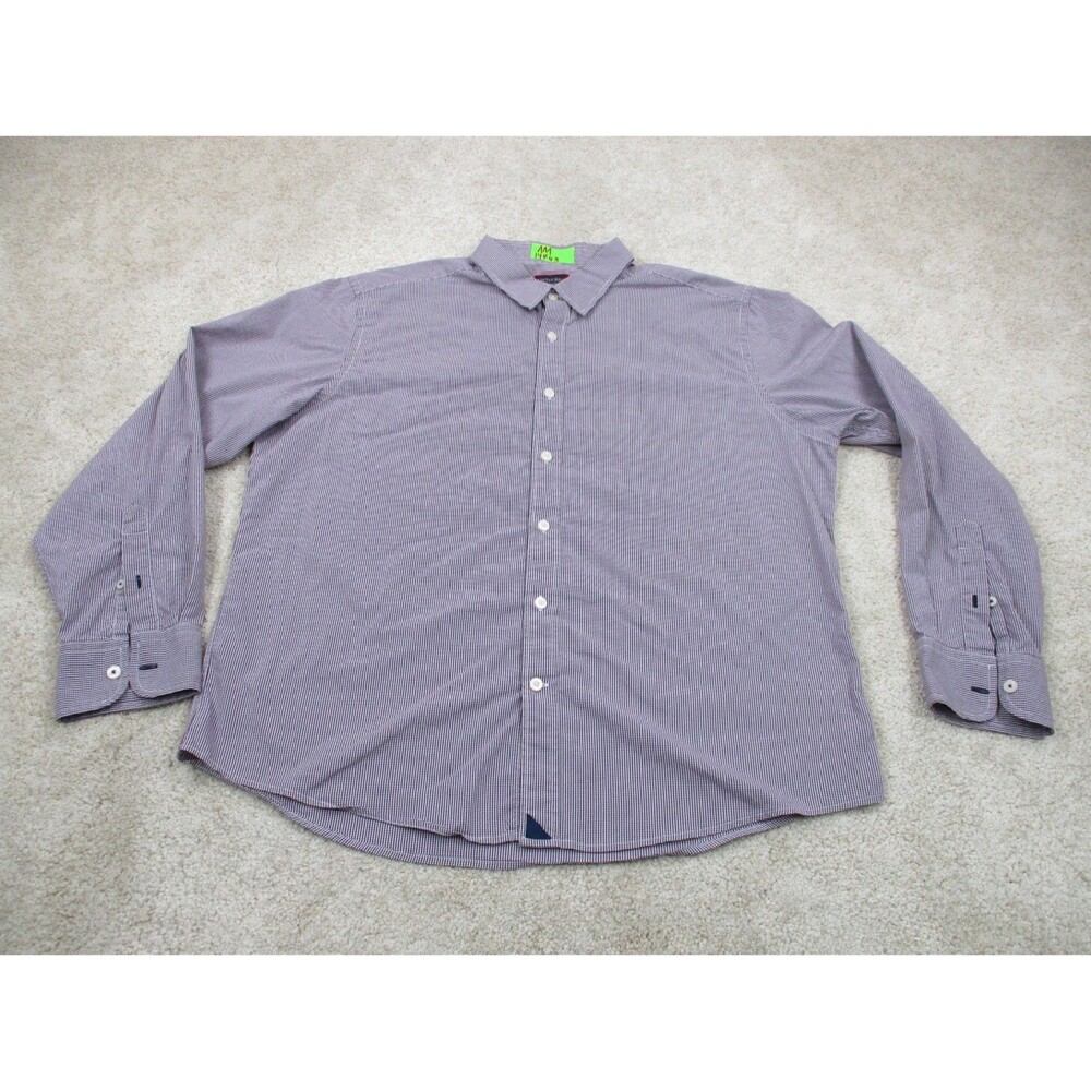 UNTUCKit Shirt Mens Extra Large XL Purple White Cotton Preppy Casual Button Up